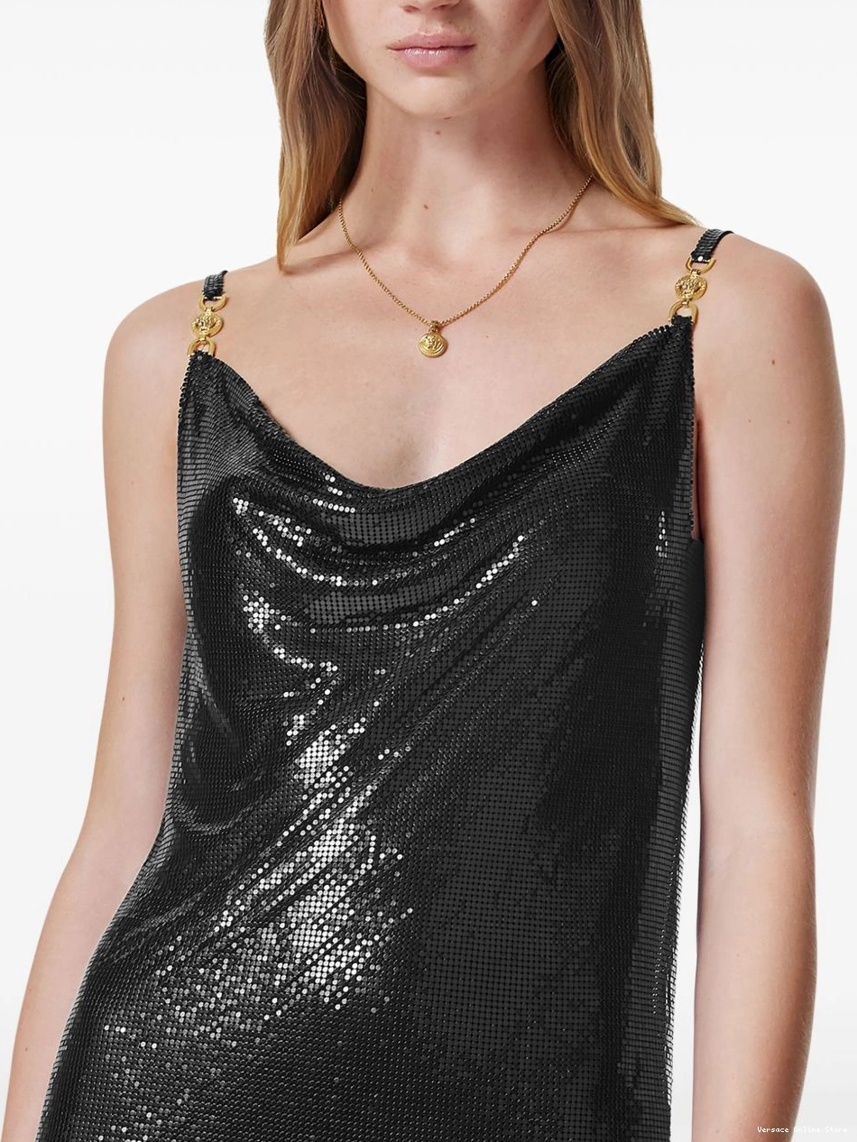 Cheap Women metal mini dress Versace mesh 0719